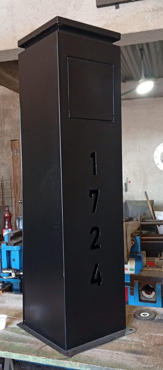 Modern Mailbox with LED Light & Custom Address Numbers – Handcrafted Rust Finish Outdoor Mailbox