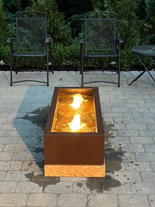 Infinity Water Table - Steel Outdoor Water Feature – Minimalist Patio Sculpture
