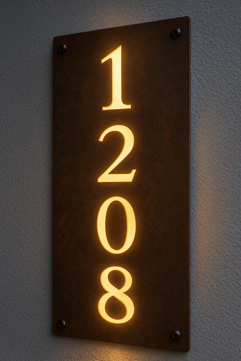Custom Steel Address Sign with LED Backlighting – Vertical Style House Numbers