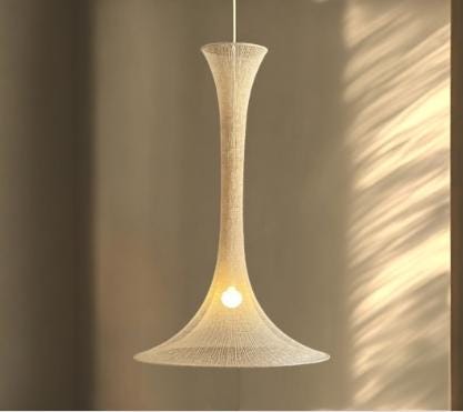 CAMPANA - Handwoven Fique Pendant Light – Tall Boho Chandelier, Rustic Farmhouse Ceiling Lamp