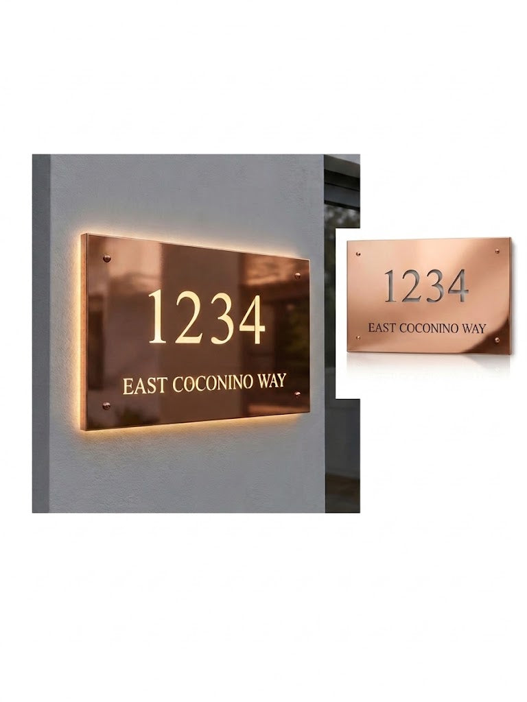 Custom Steel Address Sign with LED Backlighting – Modern Corten Style House Numbers