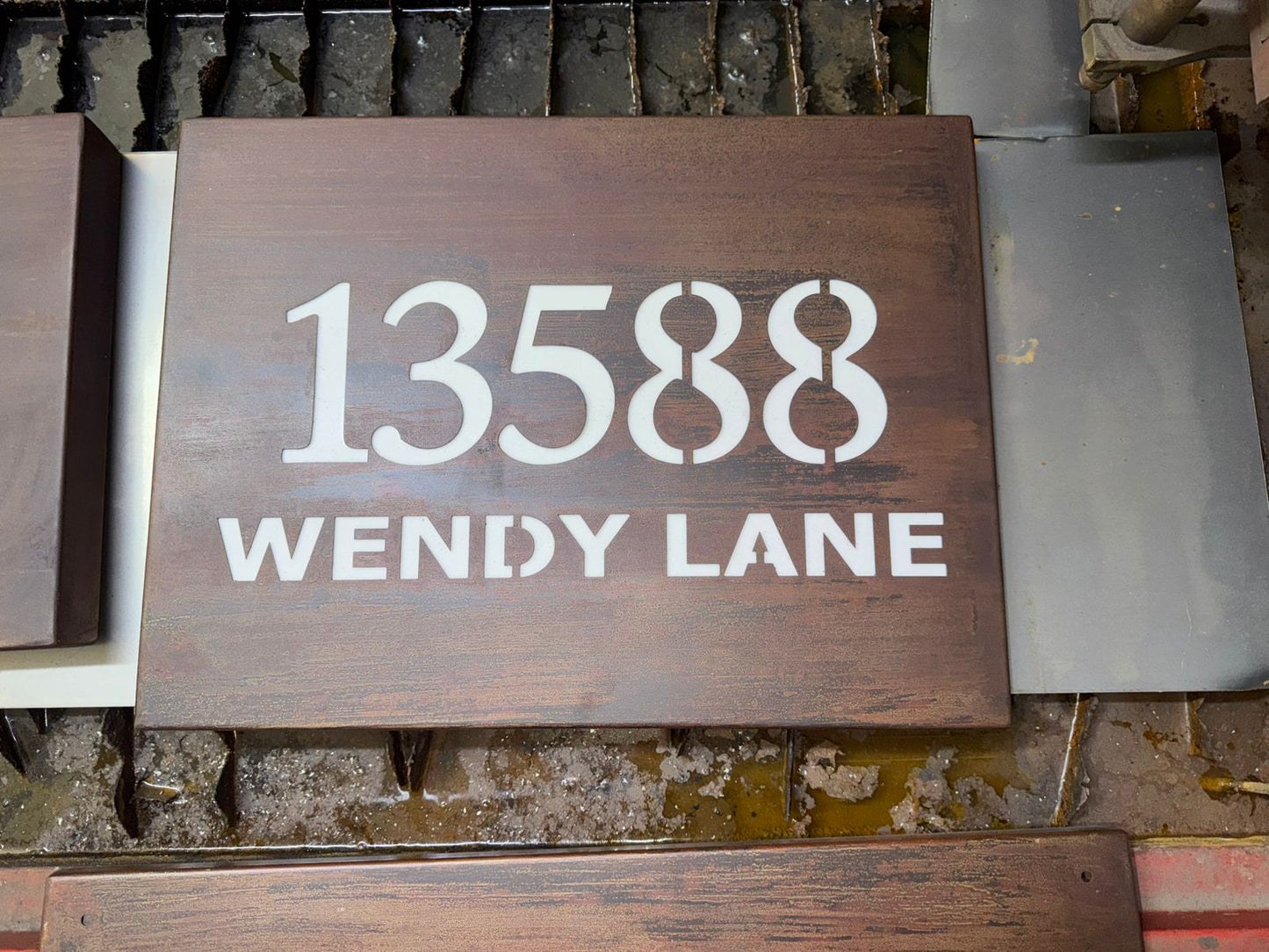 Custom Steel Address Sign with LED Backlighting – Modern Corten Style House Numbers