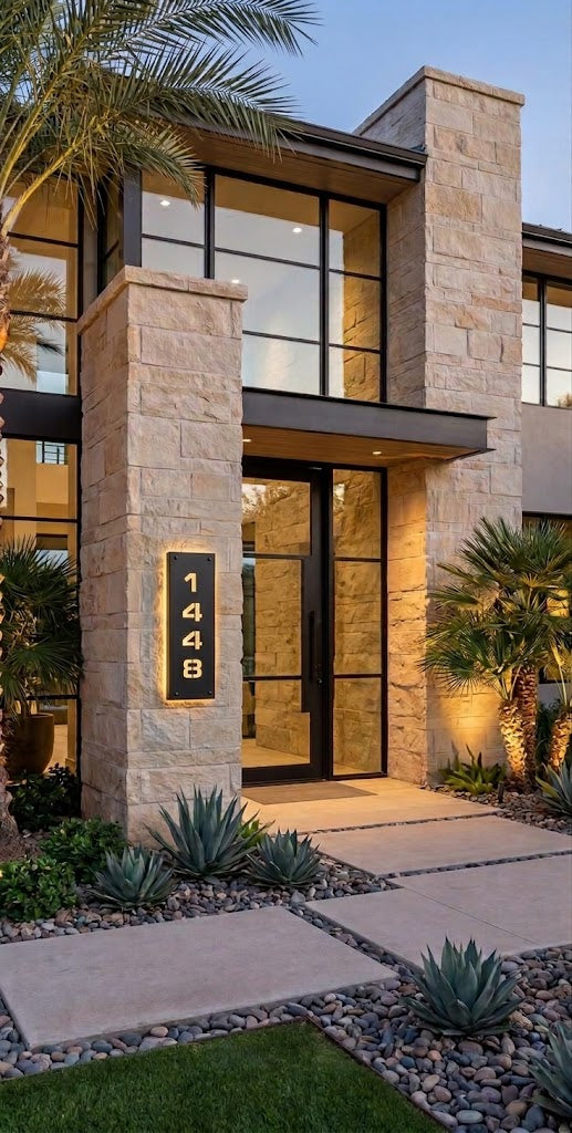 Custom Steel Address Sign with LED Backlighting – Vertical Style House Numbers