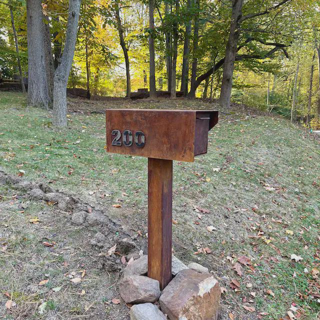 Modern Mailbox with LED Light & Custom Address Numbers – Minimalist Handcrafted Outdoor Mailbox