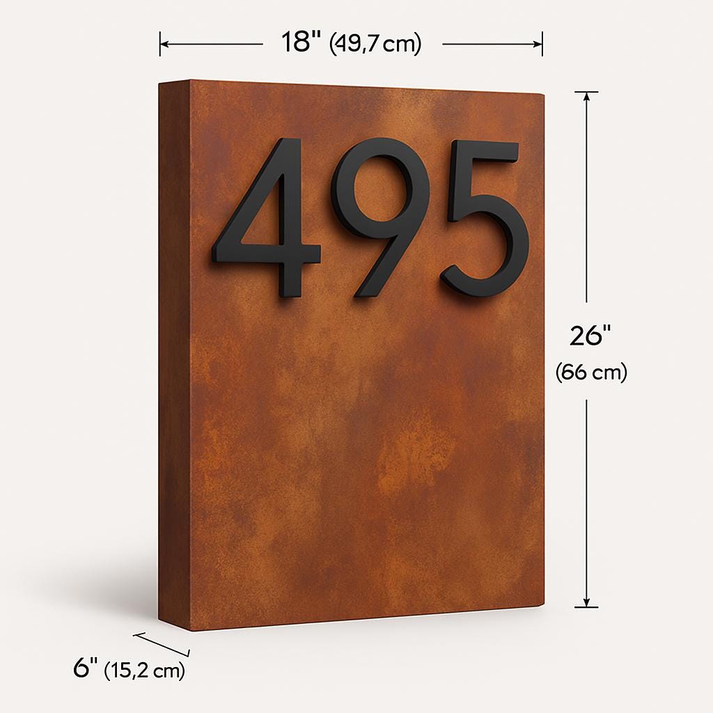 Custom Steel Address Sign with LED Backlighting – Modern Corten Style House Numbers