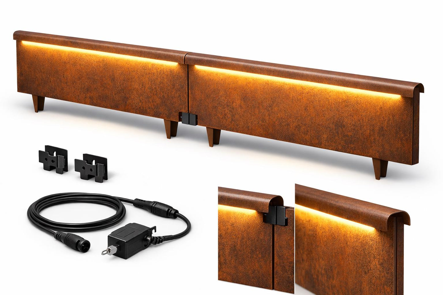 LED Steel Garden Edging – Landscape Border with Integrated Warm Light – Outdoor Lawn & Garden Edge