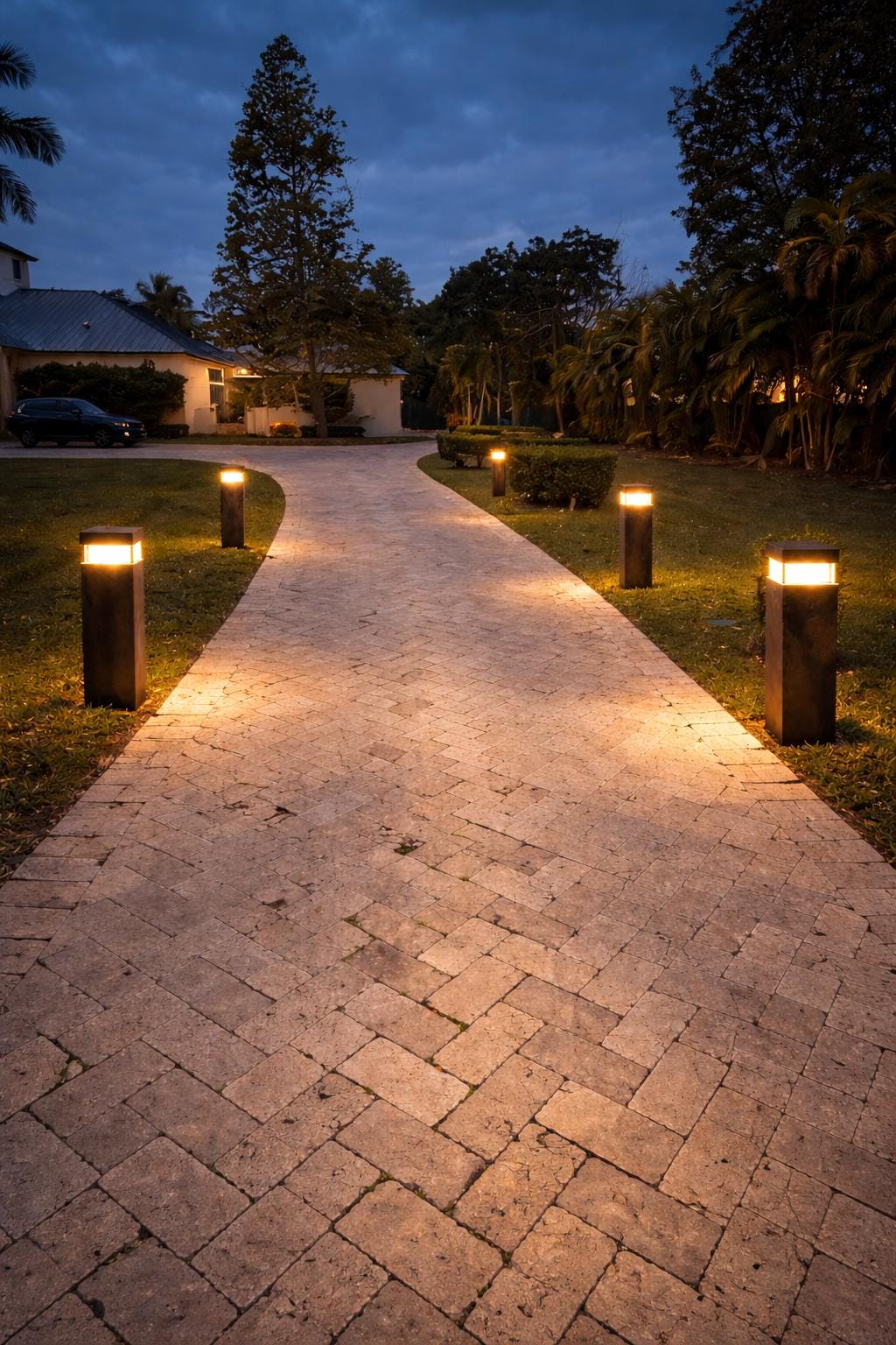 Modern Steel Path Light – Floating LED Bollard for Entryways & Gardens (Pair) x 2