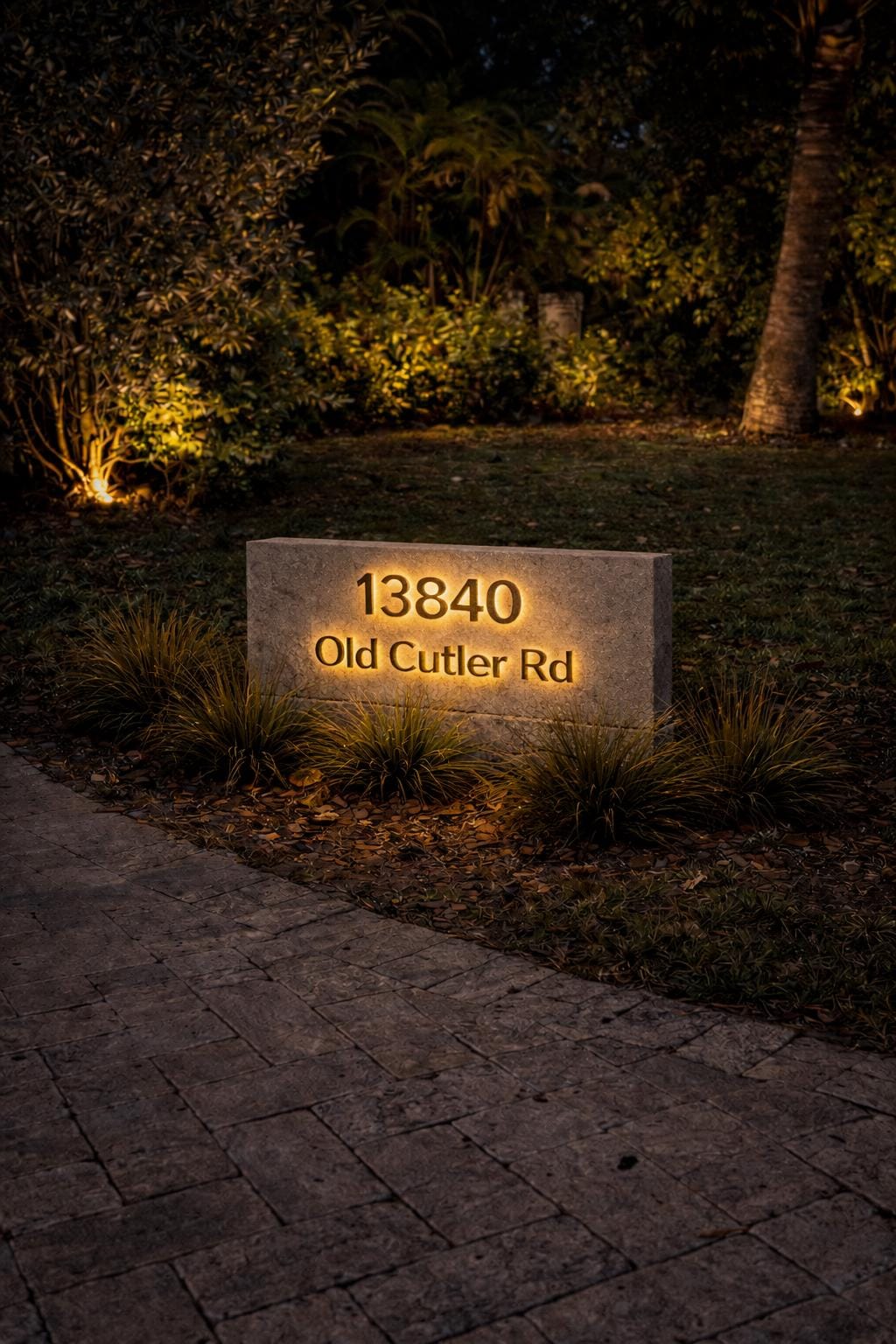 Custom Natural Stone Address Sign with LED Backlighting – Personalized Outdoor Address Plaque