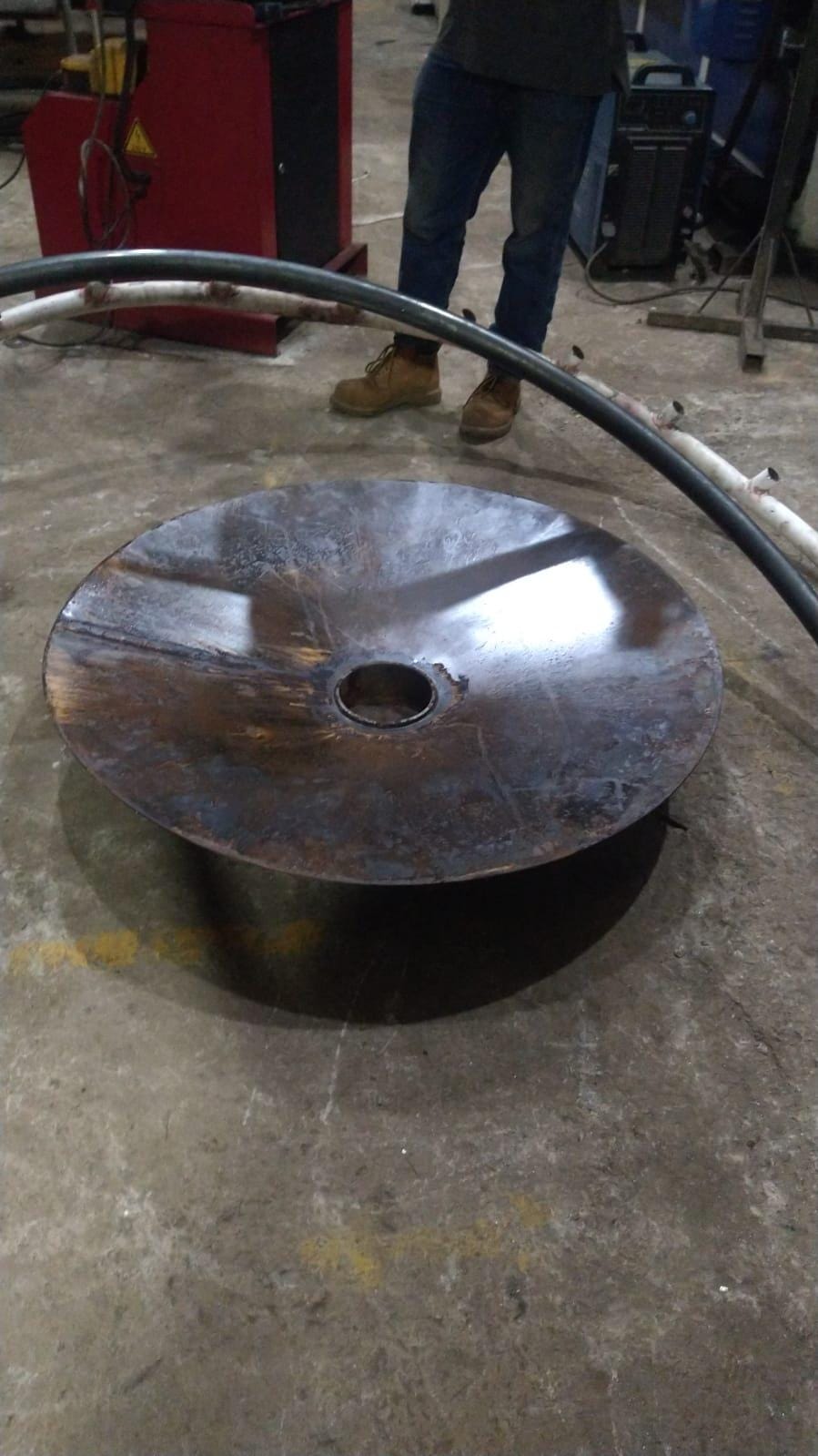 Minimalist Water Bowl with LED Light – 30” Handcrafted Outdoor Accent for Garden or Patio