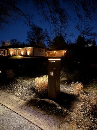 Modern Mailbox with LED Light & Custom Address Numbers – Handcrafted Rust Finish Outdoor Mailbox
