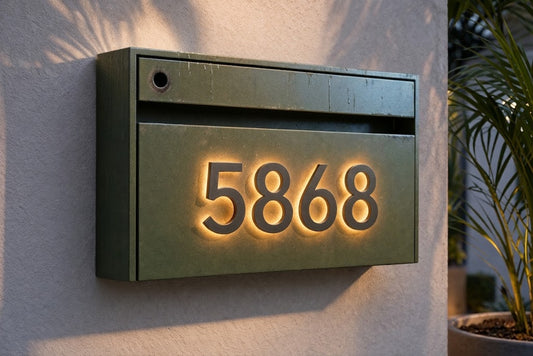 Modern Wall Mounted Mailbox with Backlit Address Numbers – Modern Colors -