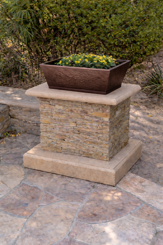Pedestal Steel Planter – Hammered Copper Finish (22")