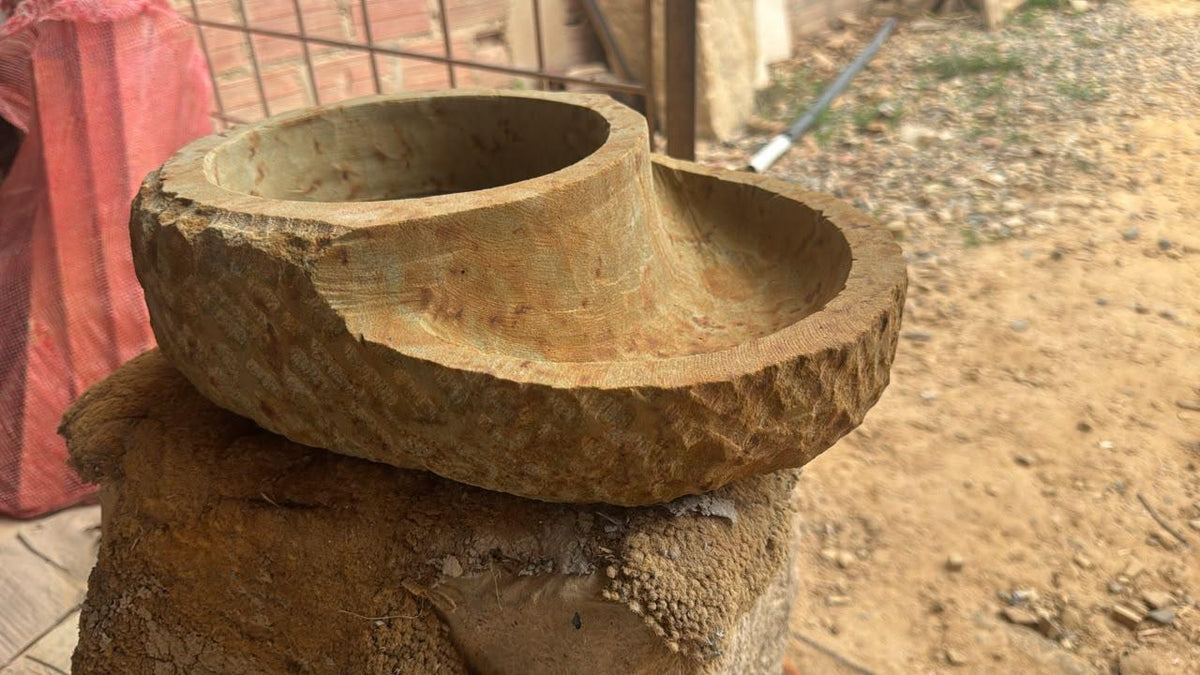 Handcrafted 2-Tier Natural Stone Bird Bath & Planter | Hanging Garden Oasis - Living Succulent Sanctuary