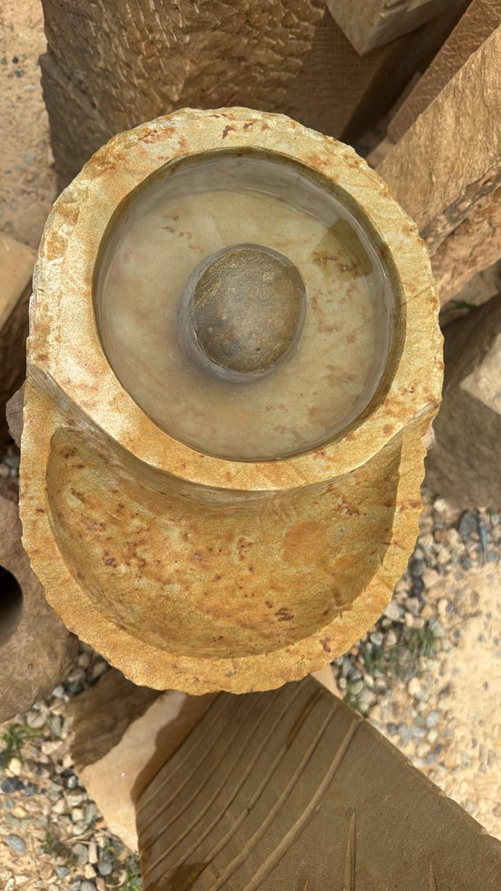 Handcrafted 2-Tier Natural Stone Bird Bath & Planter | Hanging Garden Oasis - Living Succulent Sanctuary