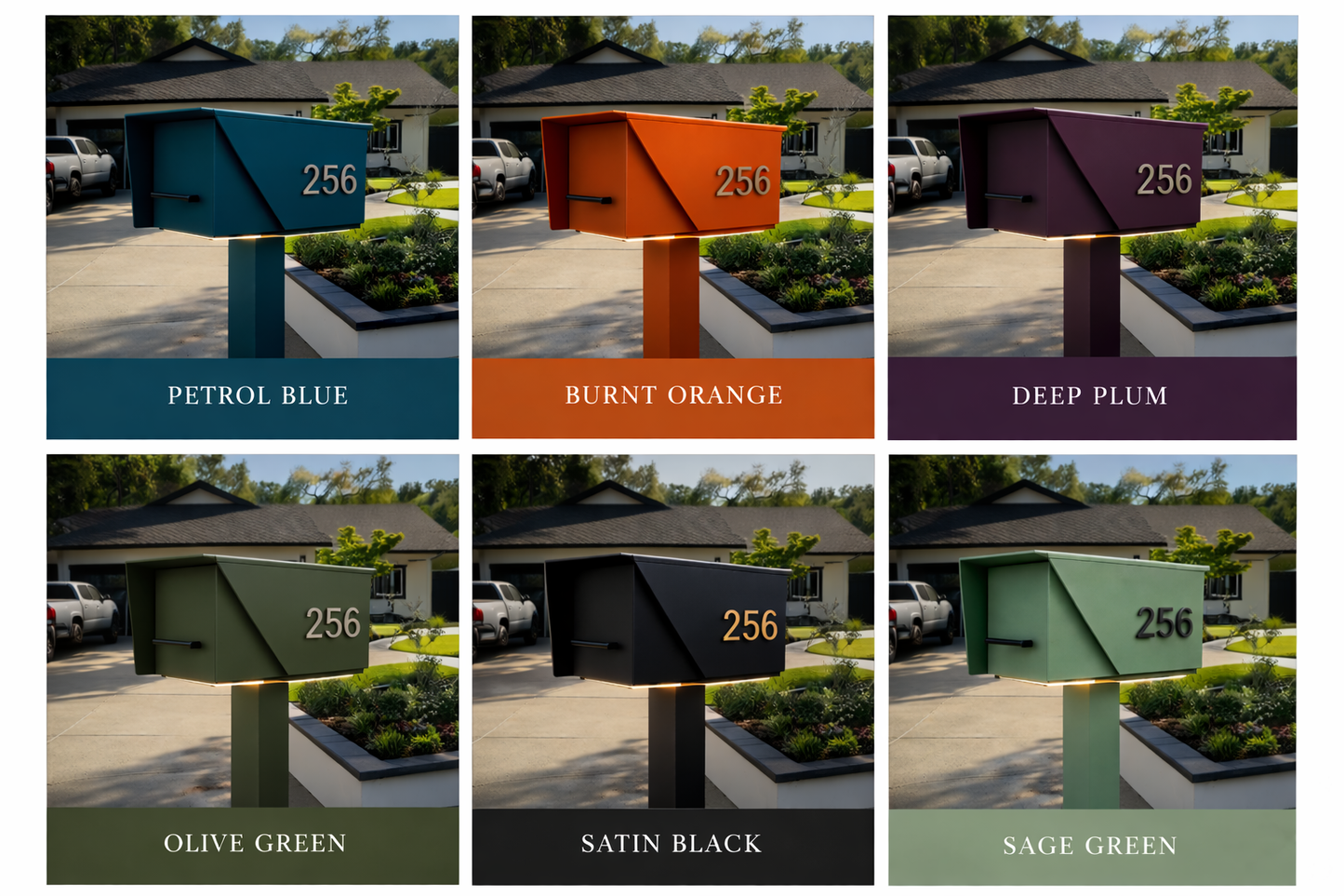 Modern Mailbox with LED Light & Custom Address Numbers – Minimalist Handcrafted Outdoor Mailbox