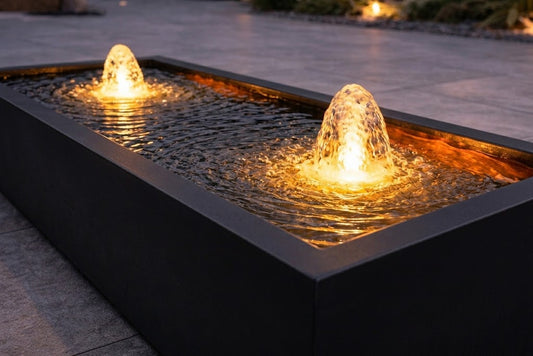 Infinity Water Table - Steel Outdoor Water Feature – Minimalist Patio Sculpture