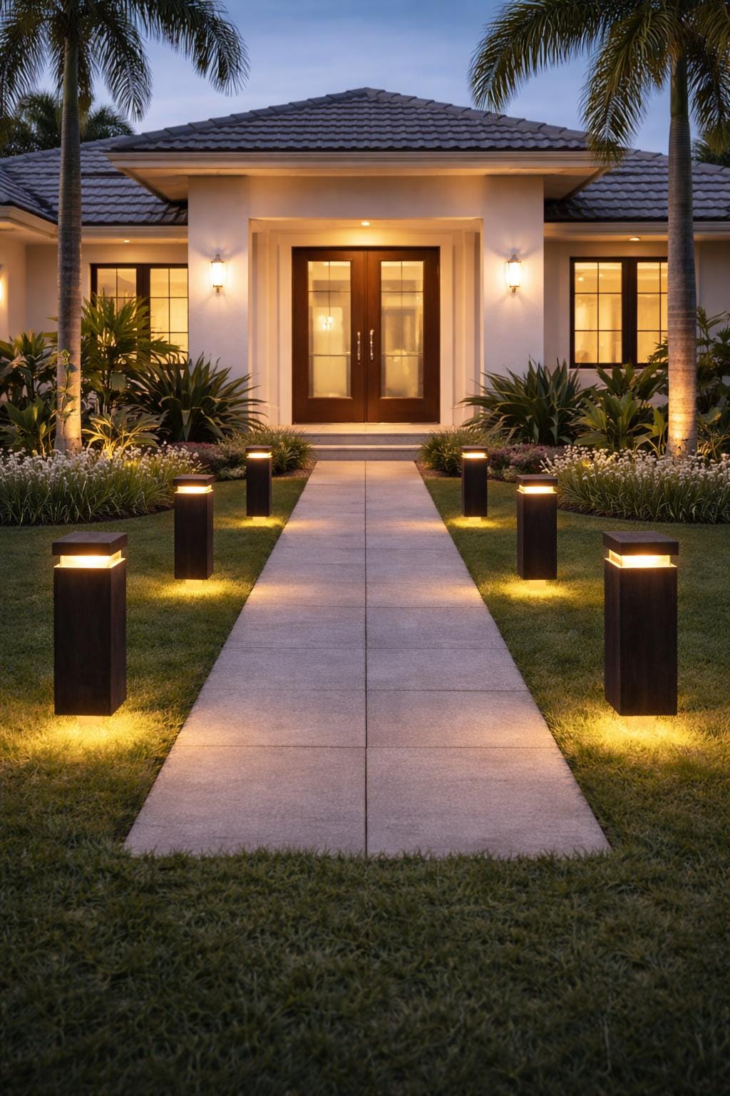 Modern Steel Path Light – Floating LED Bollard for Entryways & Gardens (Pair) x 2
