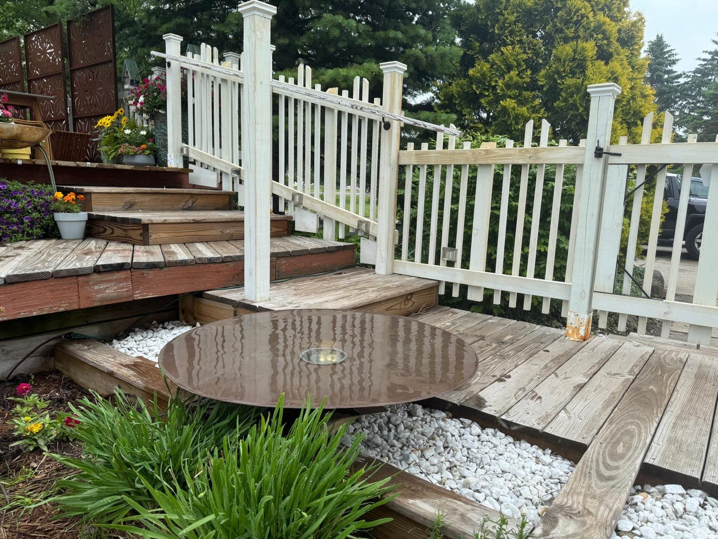 Minimalist Water Bowl with LED Light – 30” Handcrafted Outdoor Accent for Garden or Patio