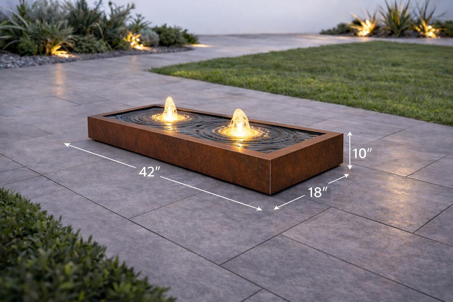 Infinity Water Table - Steel Outdoor Water Feature – Minimalist Patio Sculpture