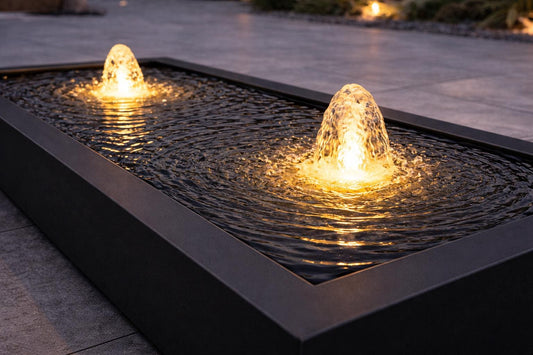 Infinity Water Table - Steel Outdoor Water Feature – Minimalist Patio Sculpture