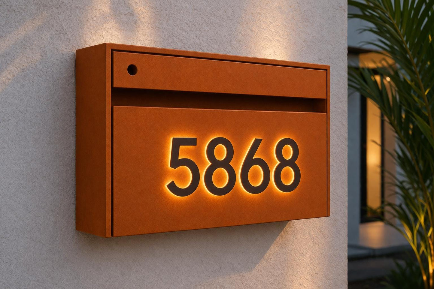 Modern Wall Mounted Mailbox with Backlit Address Numbers – Modern Colors -