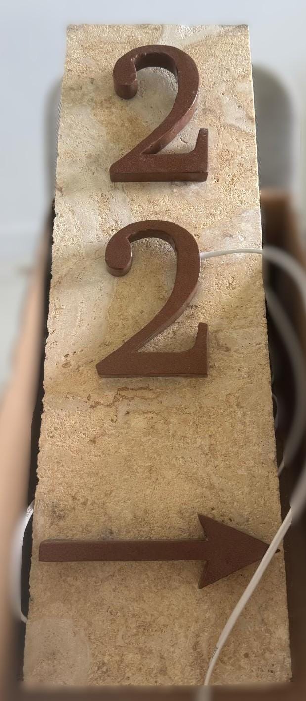 Illuminated Stone Address L-Shape corner with Steel House Numbers