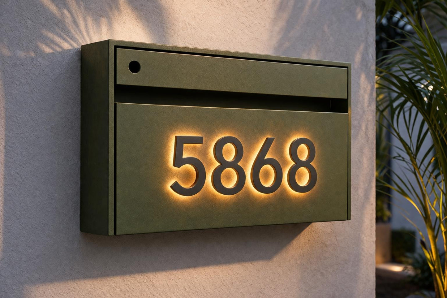 Modern Wall Mounted Mailbox with Backlit Address Numbers – Modern Colors -