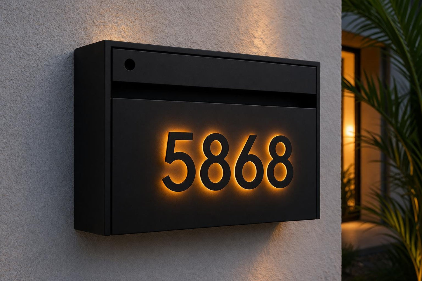 Modern Wall Mounted Mailbox with Backlit Address Numbers – Modern Colors -