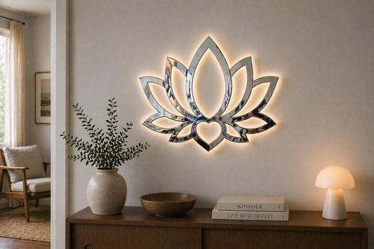 Modern LED Lotus Flower | Illuminated Wall Decor, Ambient Glow, Minimalist Design