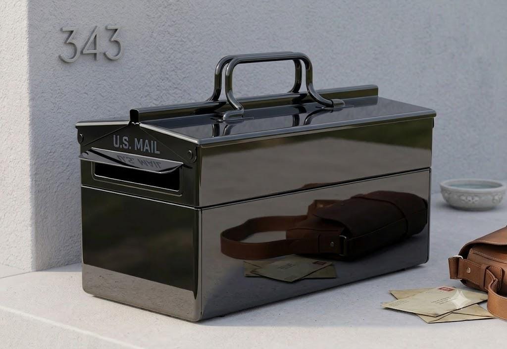 Luxury Stainless Steel Mailbox, Modern Industrial Design, Custom House Numbers