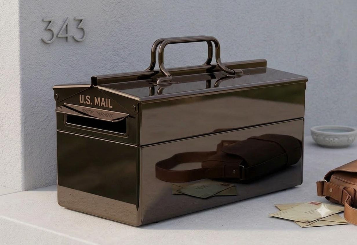 Luxury Stainless Steel Mailbox, Modern Industrial Design, Custom House Numbers