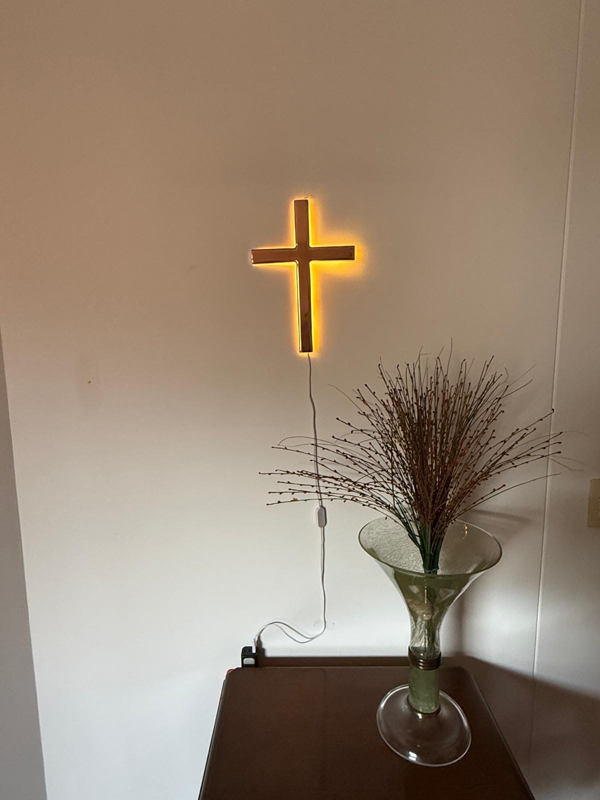 Modern LED Steel Cross | Illuminated Wall Decor, Ambient Glow, Minimalist Design