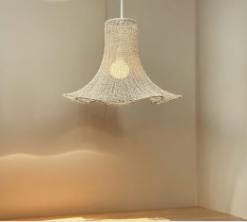 SINUOSA - Handwoven Fique Pendant Light, Natural Fiber Boho Chandelier, Rustic Farmhouse Lamp