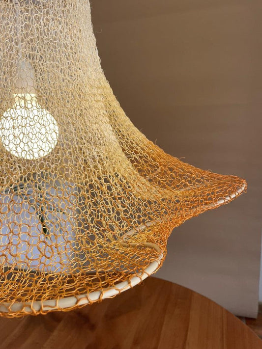 SINUOSA - Handwoven Fique Pendant Light, Natural Fiber Boho Chandelier, Rustic Farmhouse Lamp