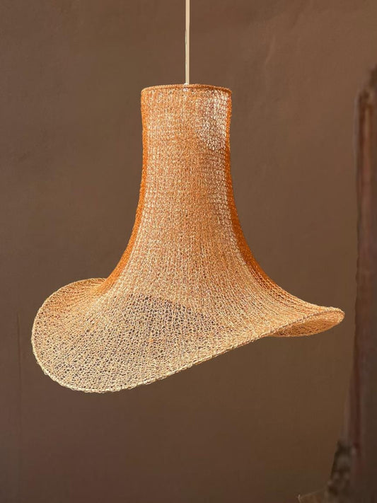 DANZA - Handwoven Fique Pendant Light, Natural Fiber Boho Chandelier, Rustic Farmhouse Lamp