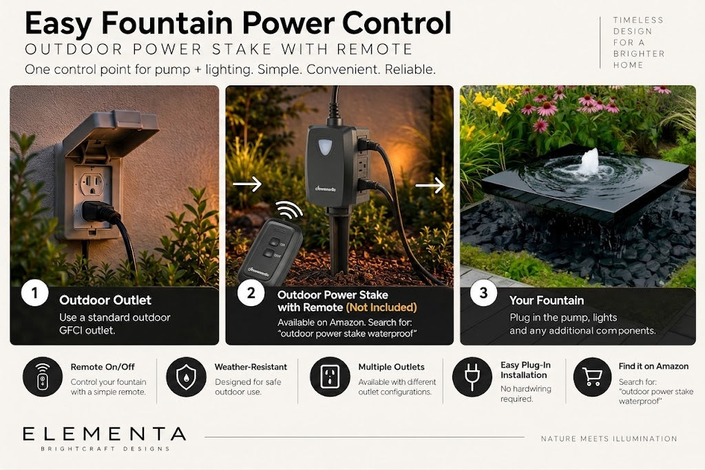 Modern Floating Steel Water Feature - Minimalist Outdoor Garden Fountain - Plug & Play